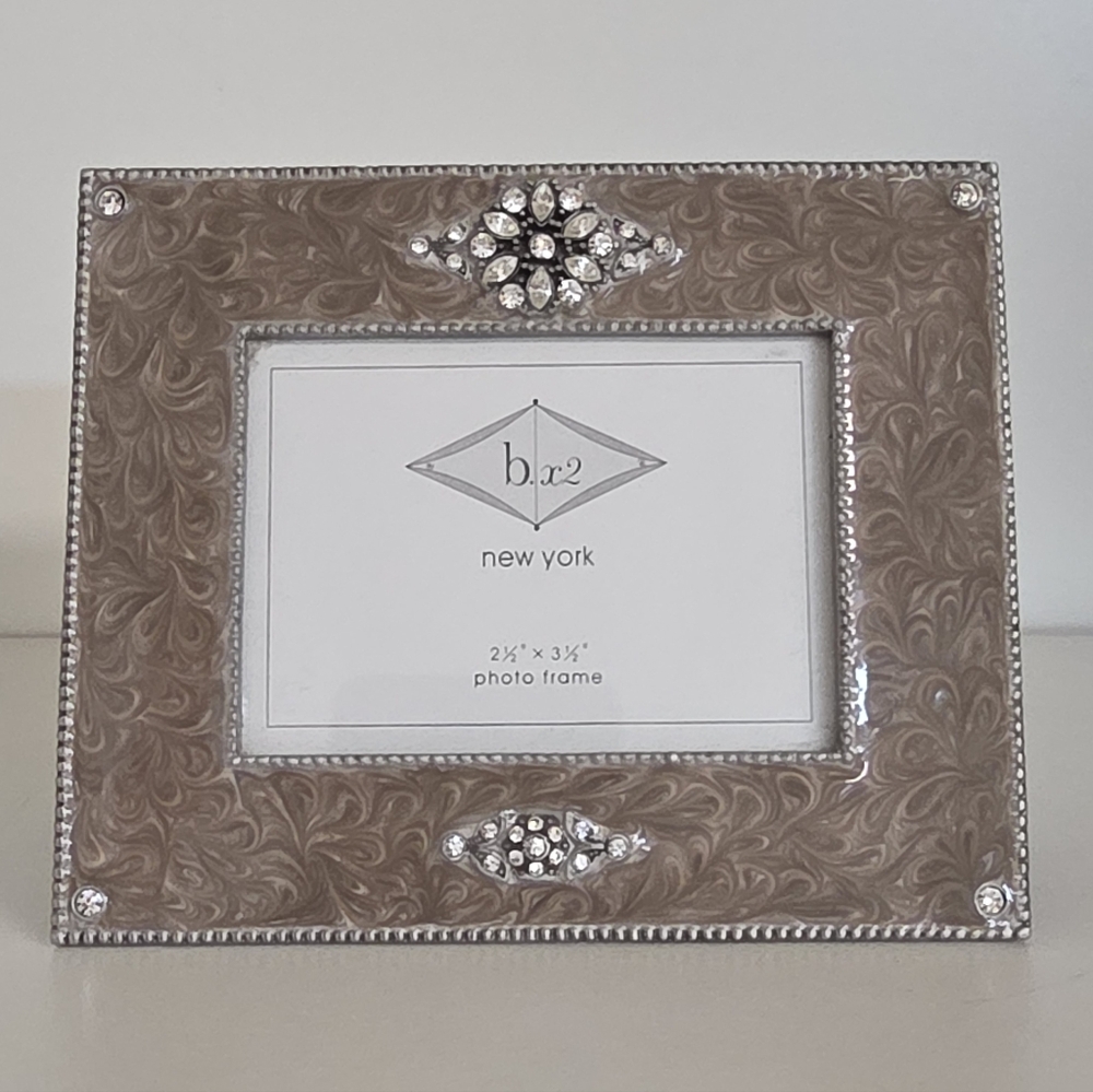 b.x2 New York Pewter, Enamel, & Swarovski Crystal Picture Frame
